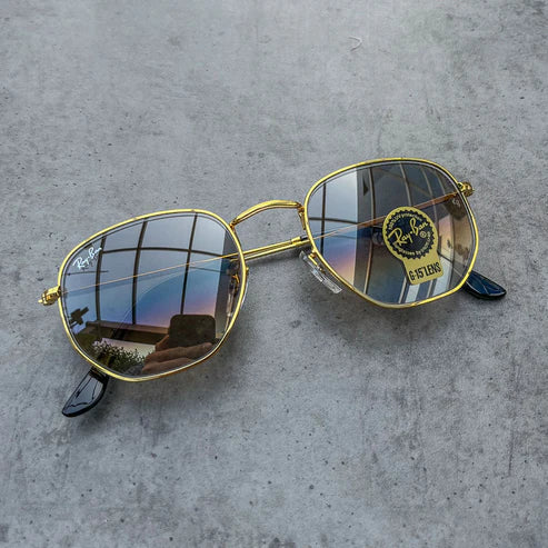 RB New Stylish Attractive Brown Shaded & Gold 3447 Round Sunglass For Unisex