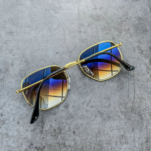 RB New Stylish Attractive Brown Shaded & Gold 3447 Round Sunglass For Unisex