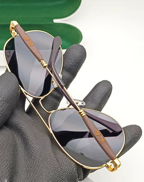 RB Black & Gold 3517 Oval Trendy Hot Favourite Wintage Sunglass For Unisex.