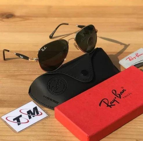 RB Black & Gold 3517 Oval Trendy Hot Favourite Wintage Sunglass For Unisex.