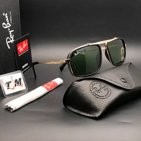 RB Green & Gold 4413 Square Side Cap Hot Favourite Wintage Sunglass For Unisex.
