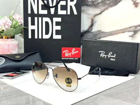 RB Brown Shade & Brown 3026 Oval Aviator Metal Trendy Hot Favourite Wintage Sunglass For Unisex. MRP ( INCLUSIVE AL