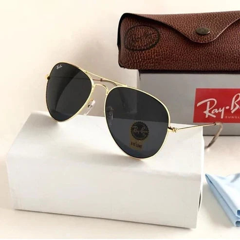 RB Black & Gold 3026 Aviator Causal Latest Sunglass For Unisex.