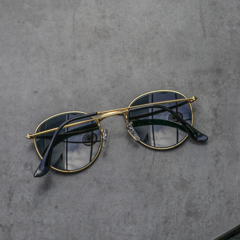 RB New Stylish Attractive Black & Gold 3447 Round Sunglass For Unisex