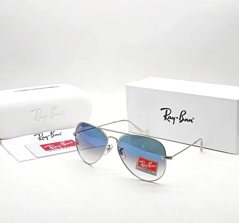 RB Blue Shade & Silver 3026 Oval Aviator Metal Trendy Hot Favourite Wintage Sunglass For Unisex.